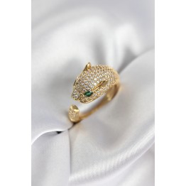 Jaguar Model Gold Renk Zirkon Taşlı Kadın Yüzük TJ-BYK3934