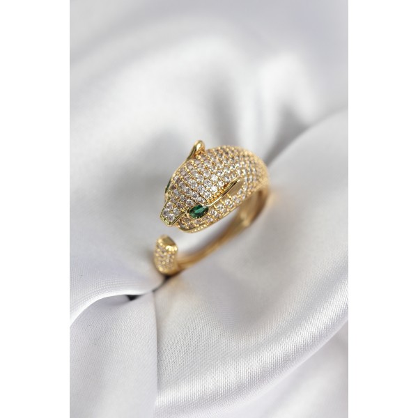 Jaguar Model Gold Renk Zirkon Taşlı Kadın Yüzük TJ-BYK3934