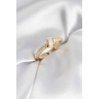 Zirkon Taşlı Sedefli Gold Renk Kadın Yüzük TJ-BYK3942