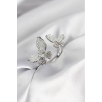 Gümüş Renk Beyaz Model Zirkon Taşlı Kadın Yüzük TJ-BYK3943