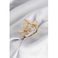 Gold Renk Beyaz Model Zirkon Taşlı Kadın Yüzük TJ-BYK3944
