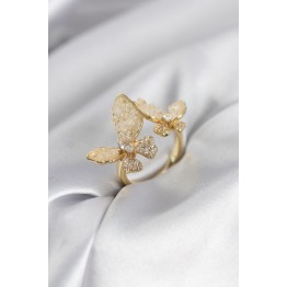 Gold Renk Beyaz Model Zirkon Taşlı Kadın Yüzük TJ-BYK3944