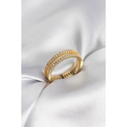 Gold Renk Minimal Zirkon Taşlı Kadın Yüzük TJ-BYK3957