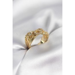 Gold Renk Zirkon Taşlı Zincir Model Kadın Yüzük TJ-BYK3971