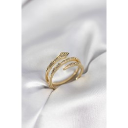 Yılan Model Gold Renk Zirkon Taşlı Kadın Yüzük TJ-BYK3979