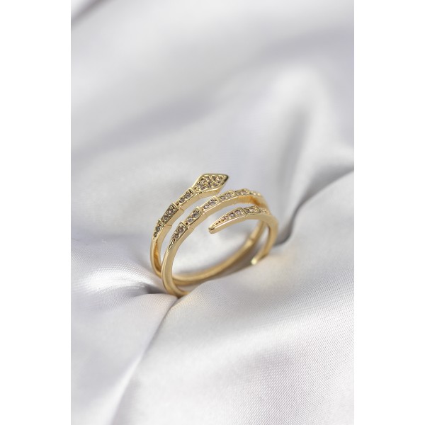 Yılan Model Gold Renk Zirkon Taşlı Kadın Yüzük TJ-BYK3979