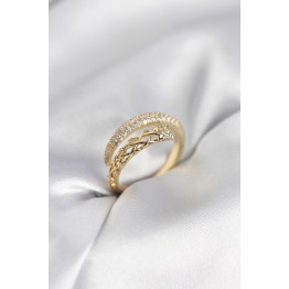 Gold Renk Zirkon Taşlı Sarmal Kadın Yüzük TJ-BYK3985