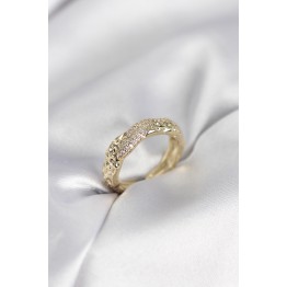 Zirkon Taşlı Puntalı Gold Renk Kadın Yüzük TJ-BYK3987
