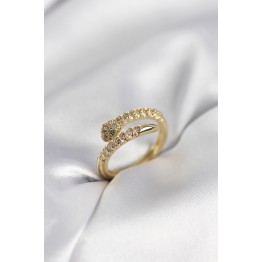Yılan Model Gold Renk Zirkon Taşlı Kadın Yüzük TJ-BYK3989