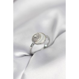 Ay Yıldız Model Gümüş Renk Zirkon Taşlı Kadın Yüzük TJ-BYK3996