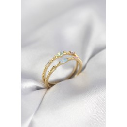 Gold Renk Karışık Renk Zirkon Taşlı Kadın Yüzük TJ-BYK4020