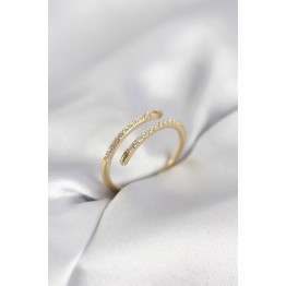 Gold Renk Yılan Kuyruk Model Zirkon Taşlı Kadın Yüzük TJ-BYK4028