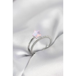 Gümüş Renk Zirkon Taşlı Pembe Halley Model Kadın Yüzük TJ-BYK4039