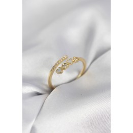 Gold Renk Zirkon Taşlı Minimal Kalp Model Kadın Yüzük TJ-BYK4042