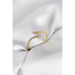 Gold Renk Yılan Model Zirkon Taşlı Kadın Yüzük TJ-BYK4072