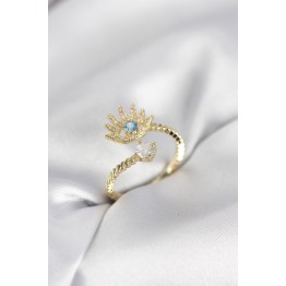 Gold Renk Göz Model Zirkon Taşlı Kadın Yüzük TJ-BYK4074