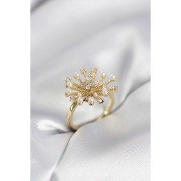 Gold Renk Karahindiba Model Zirkon Taşlı Kadın Yüzük TJ-BYK4086