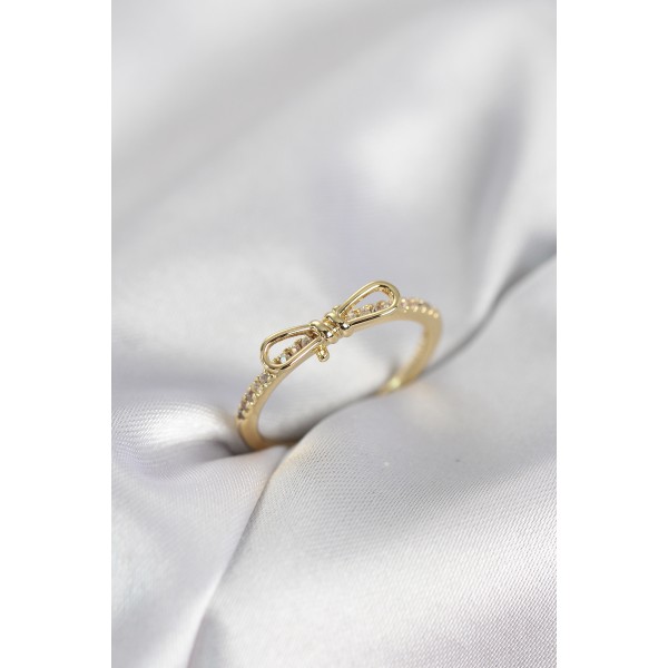 Fiyonk Model Zirkon Taşlı Gold Renk Kadın Yüzük TJ-BYK4097