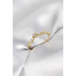 Gold Renk Gece Temalı Zirkon Taşlı Kadın Yüzük TJ-BYK4111