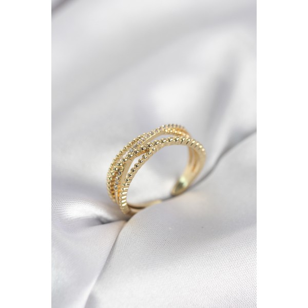 Gold Renk Sarmal Model Kadın Yüzük TJ-BYK4113
