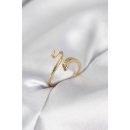 Gold Renk Yılan Model Zirkon Taşlı Kadın Yüzük TJ-BYK4133