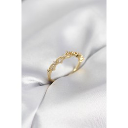 Zirkon Taşlı Pirinç Gold Renk Kadın Yüzük TJ-BYK4137