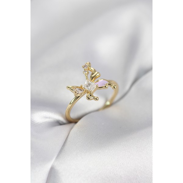 Gold Renk Model Zirkon Taşlı Kadın Yüzük TJ-BYK4139