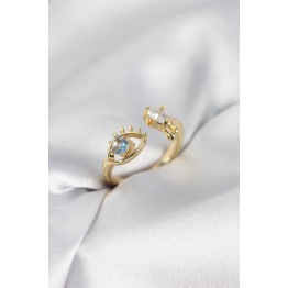 Gözyaşı Model Gold Renk Zirkon Taşlı Kadın Yüzük TJ-BYK4153