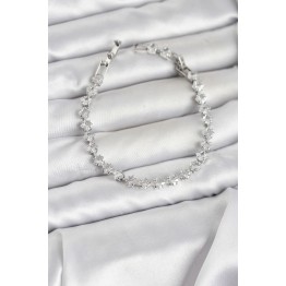 Kare Zirkon Taşlı Gümüş Renk Pirinç Su Yolu Kadın Bileklik TJ-BB8325