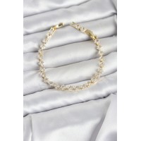 Kare Zirkon Taşlı Gold Renk Pirinç Su Yolu Kadın Bileklik TJ-BB8326