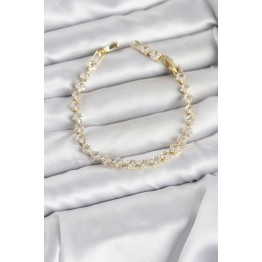 Kare Zirkon Taşlı Gold Renk Pirinç Su Yolu Kadın Bileklik TJ-BB8326