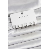 Gümüş Renk Pirinç 3 Çift Kadın Küpe Seti TJ-BKP11645