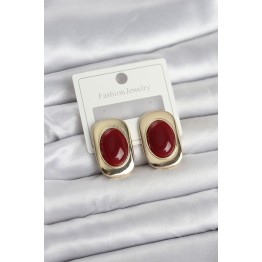 Bordo Renk Kare Model Vintage Kadın Küpe TJ-BKP11658