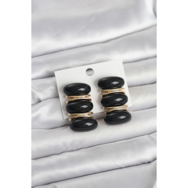 Siyah Vintage Model Gold Renk Kadın Küpe TJ-BKP11675