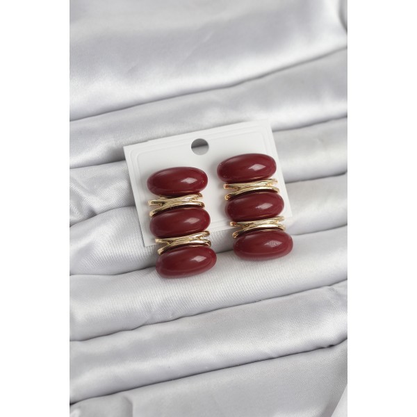 Bordo Vintage Model Gold Renk Kadın Küpe TJ-BKP11676