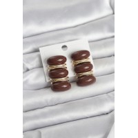 Kahverengi Vintage Model Gold Renk Kadın Küpe TJ-BKP11677