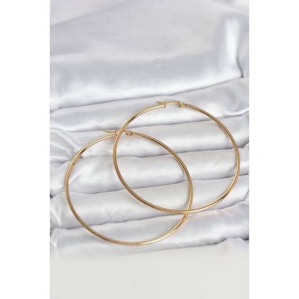 316L Çelik Gold Renk 70 mm Kadın Halka Küpe TJ-BKP11687