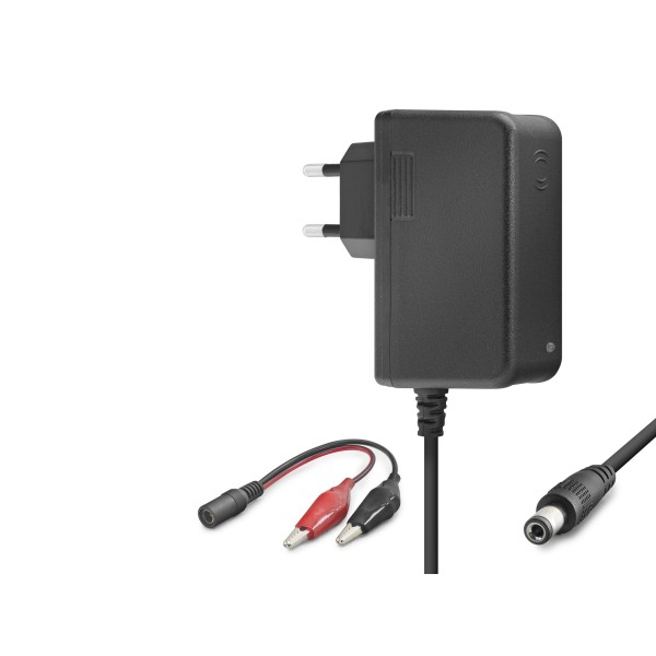12V 1.2A 14.4W Krokodil Uç Akü Şarj Adaptörü - Siyah B5056