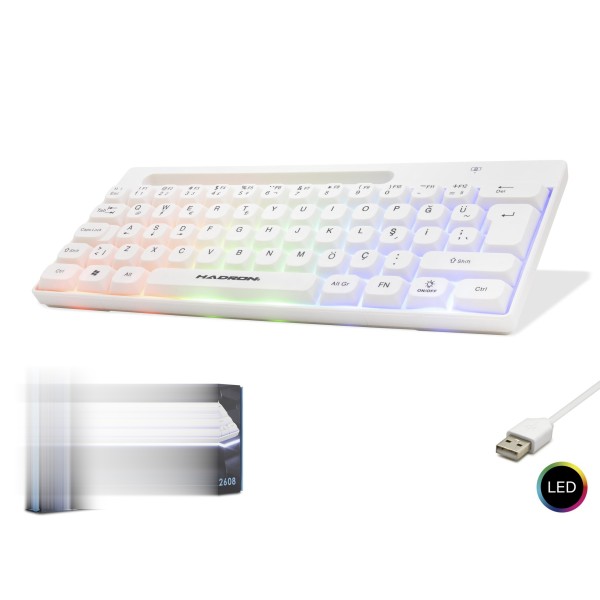 Mini Klavye Led - Beyaz HDX2608