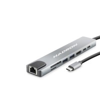 Type-C Hub Hdmi 4K Usb 3.0 Lan Kart Okuyucu 8 Port - Gri HDX7841
