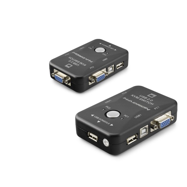Vga Usb Kvm Switch 2 In 1 Out + 2 Port Usb Console + 2 Port Usb Pc (Klavye/Mouse + Yazıcı) - Siyah HDX1360