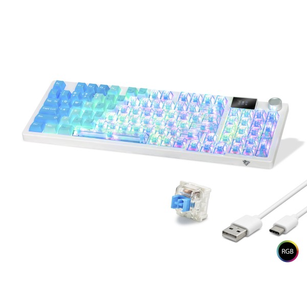 Kablosuz Mekanik Klavye Rgb Blue Switch 95 Tuş - Mavi Beyaz MF1705M