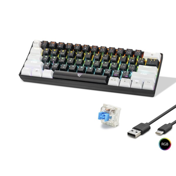 Mekanik Rgb Klavye Blue Switch - Siyah Beyaz MF1701BW