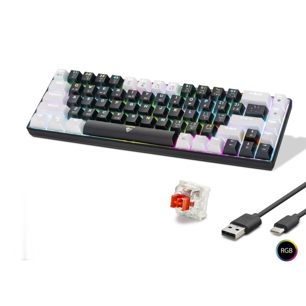 Mekanik Klavye Tri Mod Rgb Red Switch - Siyah Beyaz MF1703B