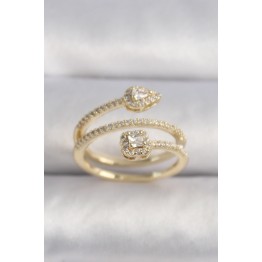 Pirinç Gold Renk Zirkon Taşlı Ok Model VIP Seri Kadın Yüzük TJ-BYK3502