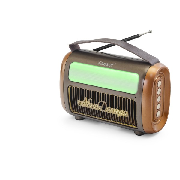 Bluetooth Nostaljik Fm Radyo Usb Tf Aux Rgb Taşınabilir Hoparlör - Kahverengi FX2511B