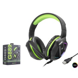 Kulaklik Usb Rgb - Si̇yah/Yeşil G889
