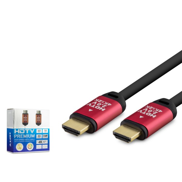 Hdmi 2.0 Kablo 20 M (Od 8.0 Mm) - Siyah Kirmizi HDX2036