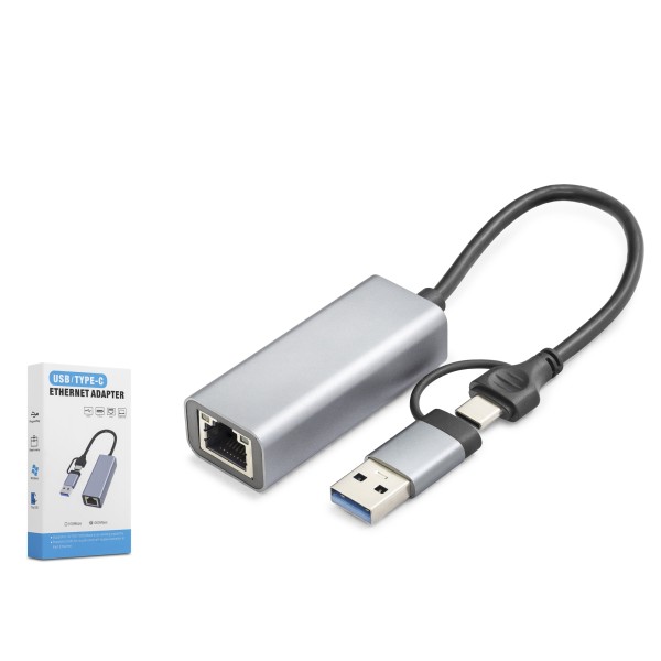 Usb 3.0 & Type-C Ethernet Adaptör Gigabit - Gri HDX7863