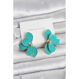 Turkuaz Mineli Lotus Model Pirinç Kadın Küpe TJ-BKP11730